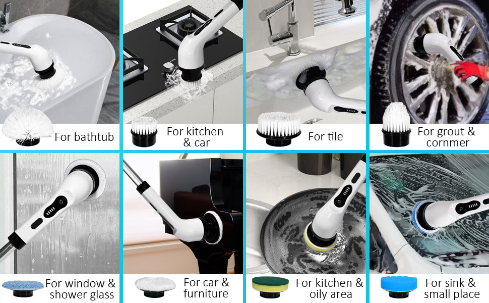 9-in-1 Electric Power Scrubber – Cordless Deep Cleaning Brush