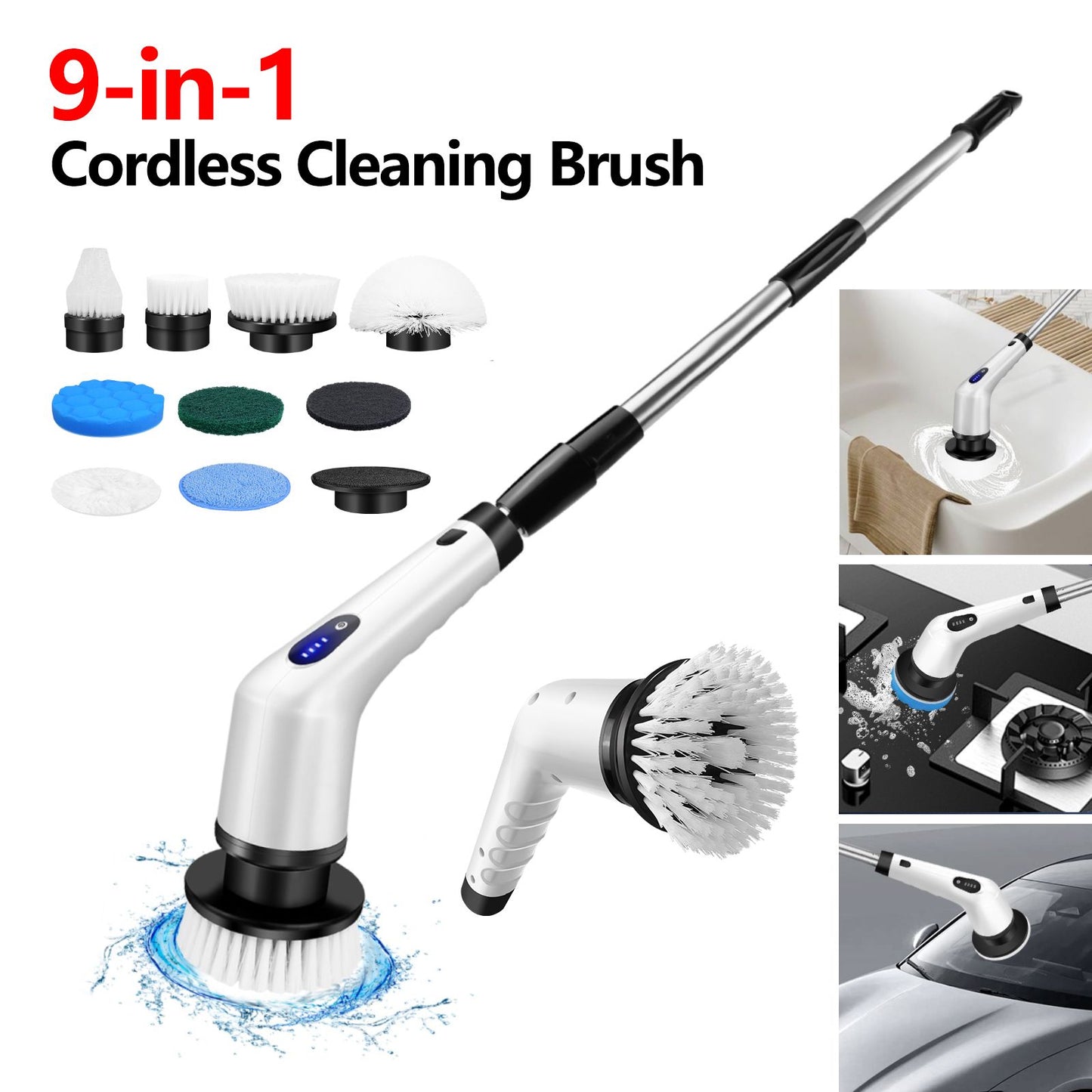 9-in-1 Electric Power Scrubber – Cordless Deep Cleaning Brush